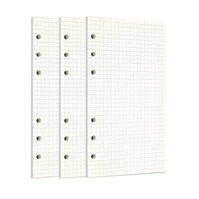 Image of Zelten 3 Pack A6 135 Sheets/270 Pages Squared Loose Leaf Punched Paper Refills for 6 Hole Binder Personal Organizer Diary Notebook Refillable Planner