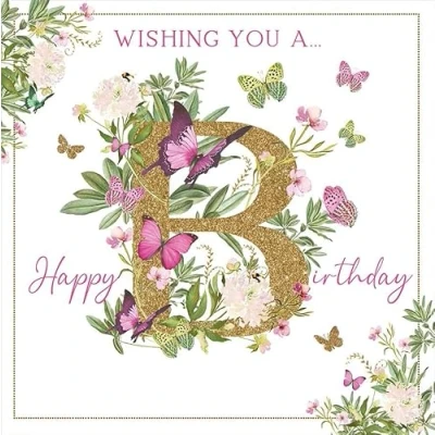 Image of Nigel Quiney Artistic Open Female &#039;Happy Birthday&#039; Greeting Card Tropical Butterfly Jungle Illustration With A Gold Foil Finish From The Pizazz Range For Her