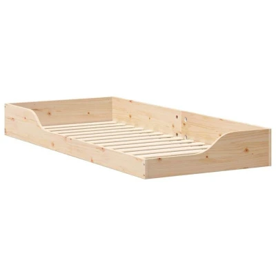 Image of vidaXL Floor Bed Frame Brown 100 x 210 cm Solid pine wood