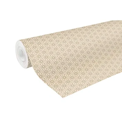 Image of Clairefontaine Ref 223803C Recycled Kraft Long Roll Wrapping Paper (Single Roll) 70cm Width x 50m Length, 70gsm Gold Geometric Design