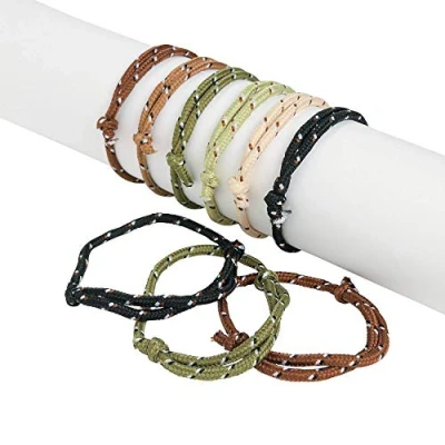 Image of Pack of 12 Army Camouflage Friendship Rope Bracelets Great Military Loot Bag Party Fillers