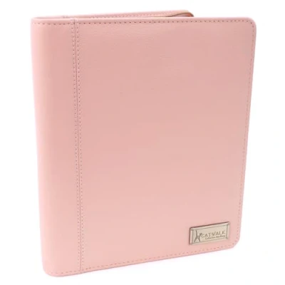 Image of Catwalk Collection Handbags Women&#039;s Leather A5 Conference Folder Zip Travel Document Holder Fits Tablet and Business Cards Angela Pink