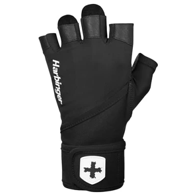 Image of Harbinger Pro Wristwrap 2.0 Weightlifting Gloves, Unisex, Black, X Large