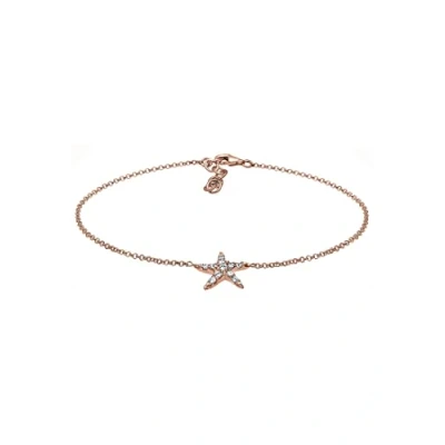Image of Elli Anklet Starfish Maritime See Crystals 925 Sterling Silver Rose Gold Plated