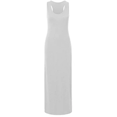 Image of New Women Ladies Jersey Long Summer Vest Racer Muscle Back Maxi Dresses Plus Size 8 26 White