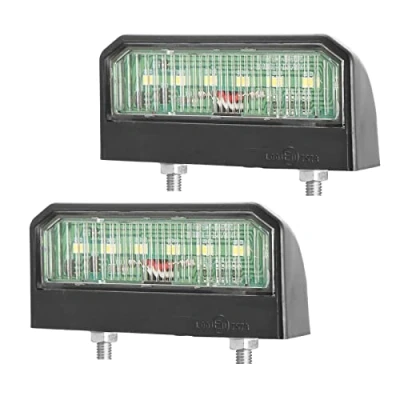 Image of AGRISHOP 2Piece 12/24V Led License Plate Lights Lamps, 6SMD Car Number Light Lamps Cool White Lights,Registration Lamp Waterproof Submersible for RV Tractor Van Lorry