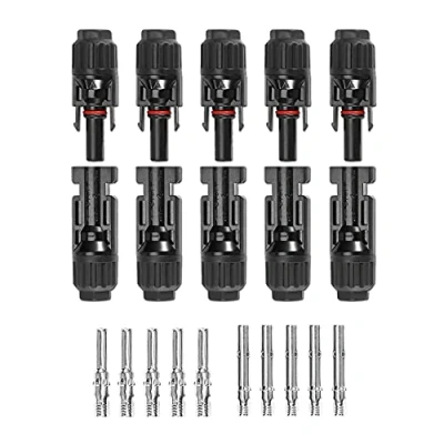 Image of TRAMILY Male/Female Solar Panel Cable Connectors Waterproof IP67 for Photovoltaic System (5 Pairs)