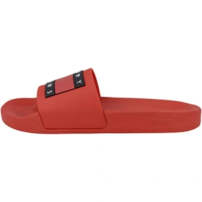Image of Tommy Jeans Men Pool Slide Sandals, Red (Deep Crimson), 40