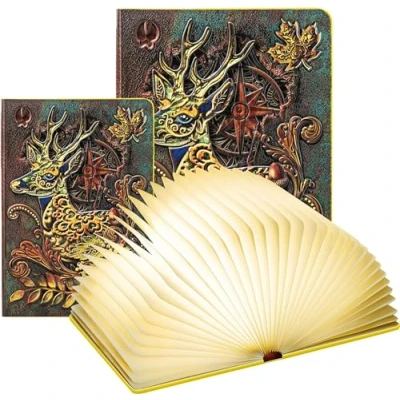 Image of DEVASO Large LED Book Lamp, 3 Colour Modes Folding USB Rechargeable Table Bedside Decorative Lamps, 360 Foldable (12 x 9 2.3 cm)