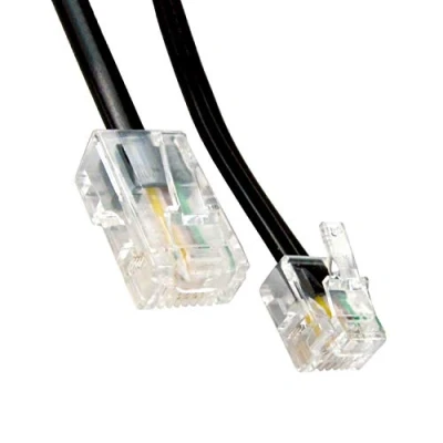 Image of Ex Pro 1m RJ11 to RJ45 Cable ASDL Broadband Internet Modem Router Flat Lead Black