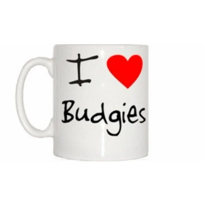 Image of TeeTreeDesigns I Love Heart Budgies Mug
