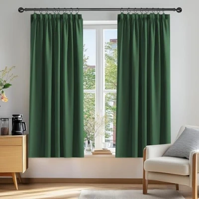 Image of Deconovo Blackout Curtains Super Soft Thermal Insulated Energy Saving Pencil Pleat for Bedroom 52x54 Inch Dark Forest 2 Panels