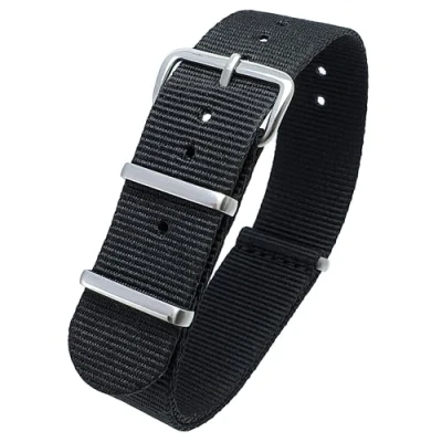 Image of Talk Time NATO Watch Strap Black Stainless Steel Buckle 20mm