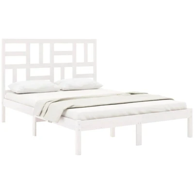 Image of vidaXL Bed Frame without Mattress White Solid Wood 140x190 cm