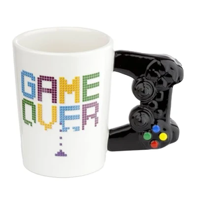 Image of Puckator Game Over Controller Ceramic Shaped Handle Tea Coffee Mug Funny Home Accessories Cute Gifts for Girlfriend Large Mugs Men Women Hot Drinks Cups Presents Secret Santa Gift Cup Set