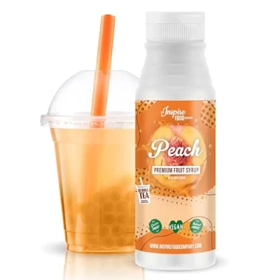 Image of The Inspire Food Company Original Fruit Syrup For Bubble Tea Mix 300ml Peach Tea, Boba Smoothies, Slushes &amp; Ice Blended 100% Vegan, Glutenfree With No Artificial Colors