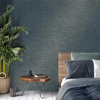 Image of Crown Luxe Fusion Weave Metallic Wallpaper (Fusion Plain Navy)