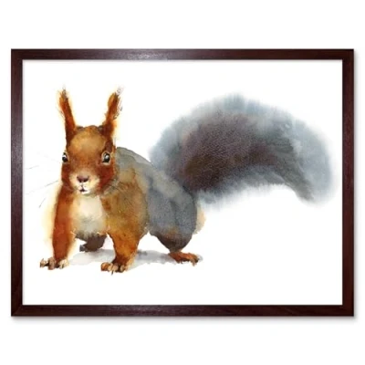 Image of Wee Blue Coo Squirrel Watercolour Cute Art Print Framed Poster Wall Decor 12X16 Inch