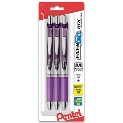 Image of Pentel EnerGel XM BL77 Retractable Liquid Gel Ink Pen 0.7mm 54% Recycled Purple Pack of 3