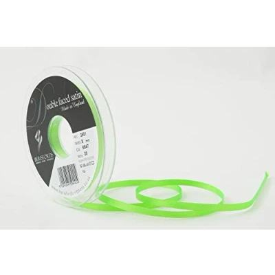 Image of Berisfords Double FACE Poly Satin Ribbon, Flo Green, 5 mm