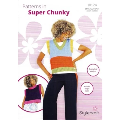 Image of Stylecraft Knitting Pattern 10124 Ladies Tank Tops (2 Designs) in Super Chunky Yarn