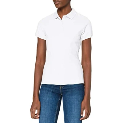 Image of FRUIT OF THE LOOM Women&#039;s Premium Polo Shirt, White, XS UK