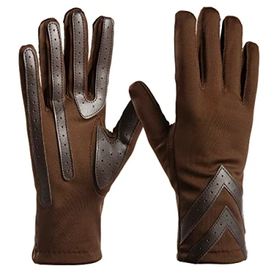 Image of Isotoner Women&#039;s Spandex Touchscreen Cold Weather Gloves, Brown Smartdri, S M