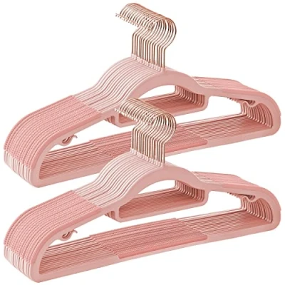 Image of SONGMICS CRP020PK01 Set of 30 Plastic Hangers Non Slip Space Saving Thickness 0.5 cm Length 42 360 Rotating Hook in Rose Gold Light Pink