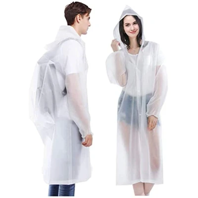 Image of Ahsado Rain Poncho Sports Raincoats, [2 Pack] EVA Reusable Coat Jacket with Hood, Cover for men and women Size 145 cm by 68cm (White)