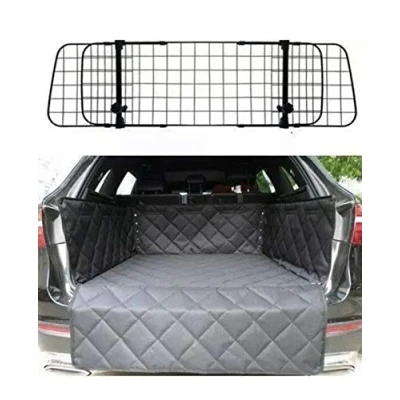 Image of UKB4C Car Mesh Dog Guard &amp; Quilted Boot Liner Mat Bumper Protector fits Defender Discovery Range Rover Evoque