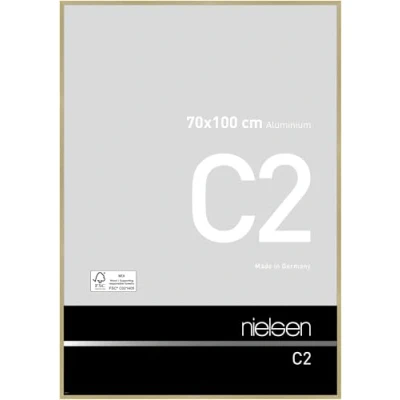 Image of nielsen C2 Photo Frame, 70x100cm Gold Aluminium Picture Frame with Protective Float Glass and Push Turn Clips Soft