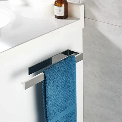Image of CCKOLE Hand Towel Holder No Drilling, Bathroom Rail 304 Stainless Steel, Bath Ring Self Adhesive 35cm for (Chrome Silver)
