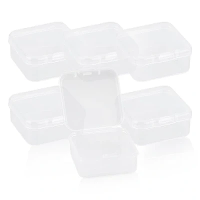 Image of GLADFRESIT 6Pcs Small Plastic Containers with Lids Mini Rectangular Empty Box Case Lid for Beads Business Cards Pills Items (4.5 * 4.5 2cm)