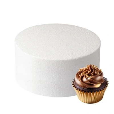 Image of Culpitt 8&quot; x 4&quot; Round Cake Dummy, Straight Edge Form, Practice Decorating or Use for Creating Long Lasting Displays, Smooth Polystyrene