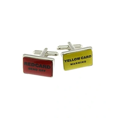 Image of Zac&#039;s Alter Ego Yellow &amp; Red Football Cards Cufflinks in Gift Box