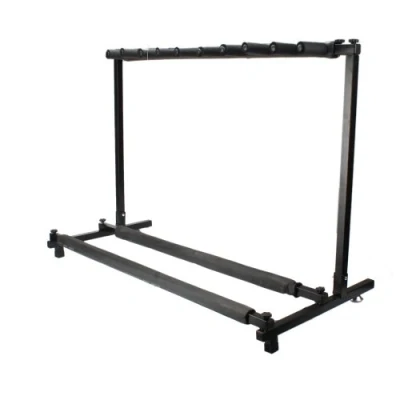 Image of wenyuyu Multi Guitar Stand 3/5/7/9 Holder Foldable Universal Display Rack Portable Black Padding for Classical Acoustic, Electric, Bass (9 Holder)