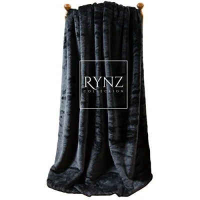 Image of Mink Faux Fur Throw 8 Colours, Large &amp; Xtra 2 3 Seater Sofa/Bed Blanket (Extra (200x240cm), Black)