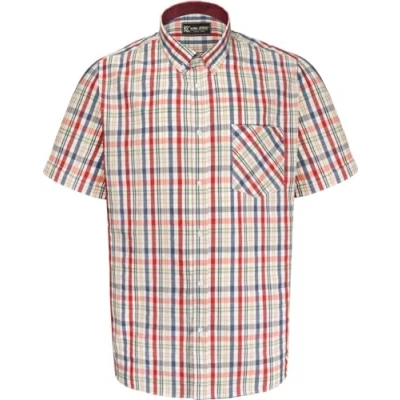 Image of KAM Mens Casual Short Sleeve Check Shirt Red 3XL
