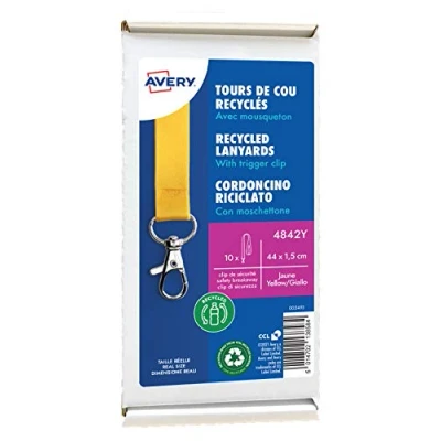 Image of Avery Box of 10 Neck Towels with Carabiner 44 cm Long x 1.5 Wide Yellow