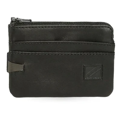 Image of Pepe Jeans Marshal Purse with Card Holder Black 11 x 7 1.5 cm Leather, Black/White, One Size, Wallet