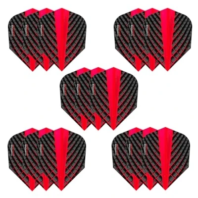 Image of Harrows Quantum Dart Flights 5 x sets Darts (15 Total) I 100 Micron Premium Extra Strong Made in UK Professional Accessories (Red)