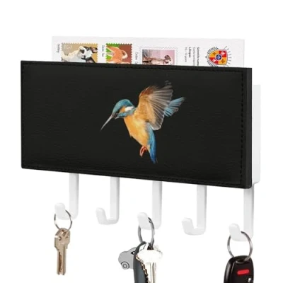 Image of Kingfisher Bird Key Holder for Wall Hangers Organizer Mounted Rack with 5 Hooks
