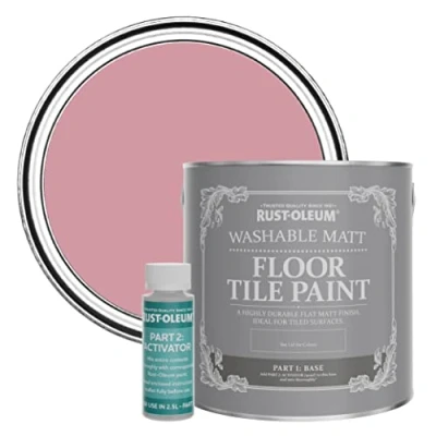 Image of Rust Oleum Pink Washable Matt Floor Tile Paint Dusky 2.5L