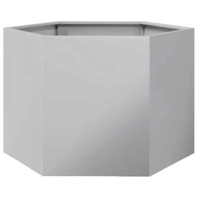 Image of vidaXL Garden Planter Outdoor Flower Pot Hexagon Galvanized Steel, 69x60x45 cm, Raised Bed, Silver