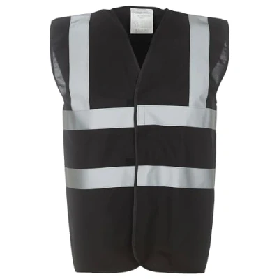 Image of Yoko Men&#039;s Yk001/Hvw100 Hi Vis 2 Band and Braces Waistcoat Black, X Large