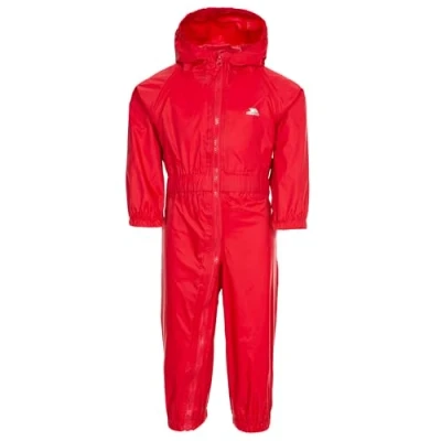 Image of Trespass Children&#039;s Waterproof Rain Suit With Hood, Red, 12 18 Months