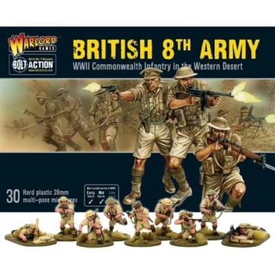 Image of Warlord Games British 8th Army Infantry 28mm Scale Plastic Miniatures for Bolt Action Highly Detailed World War 2 Table top Wargaming