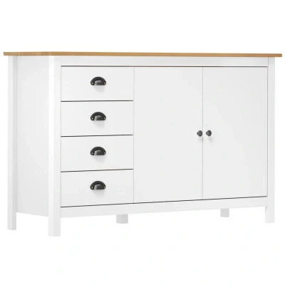 Image of vidaXL Sideboard Hill White 130x40x80 cm Solid Pine Wood
