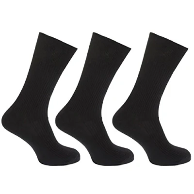 Image of 3pk Mens GoldStyle™ 100% Cotton SOFT TOP Elastic. Extra Comfort. Ribbed Suit Socks Sizes 6 11 13 Bigfoot (6 11, Blacks)