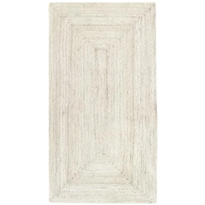 Image of HAMID Rug Jute Alhambra White Colour, Rug, Area 100% Fibre Hand Wovem, Braided for Home, Living Room, Floor Carpet..(150x80cm)